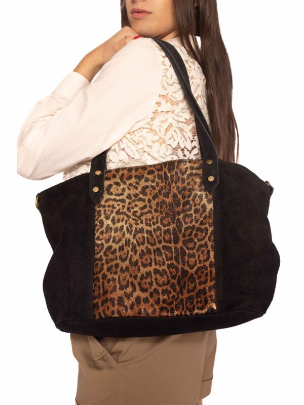sac a main porté épaule en cuir genuine leather imprimé léopard daim mode femme tendance chic moderne Bia Clothes mode italienne